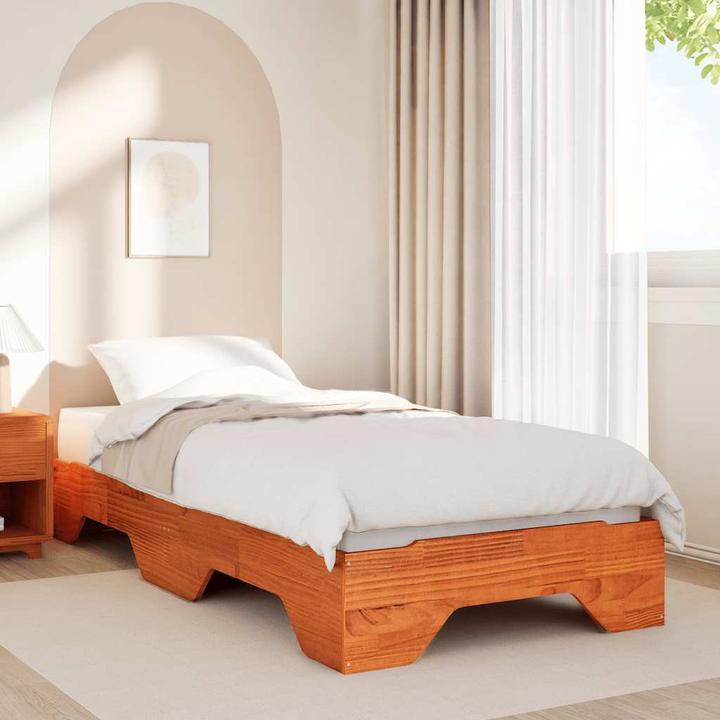 Actual product image VidaXL Solid wood bed without mattress Stackable wax brown 80x200 cm bed frame (80 x 200 cm)
