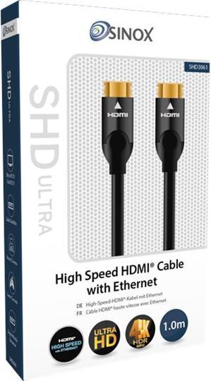 Actual product image Sinox ULTRAHD - High Speed - HDMI Cable with Ethernet - HDMI Cable to HDMI Cable - 2 m - assorted -