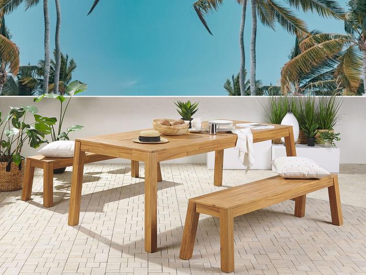 Image du produit Beliani Ensemble de meubles de jardin en acacia marron clair 6 places 3 pièces LIVORNO (225 cm)