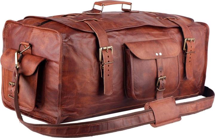 Actual product image Only-Bags.Store Mens Full Grain Leather Travel Bag with Flap, Overnight Weekender Bag, Travel Bag for