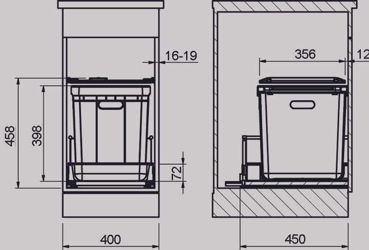 Actual product image Franke Waste disposal system -Sorter 350 series for BLUM / GRASS / HETTICH (40 l)