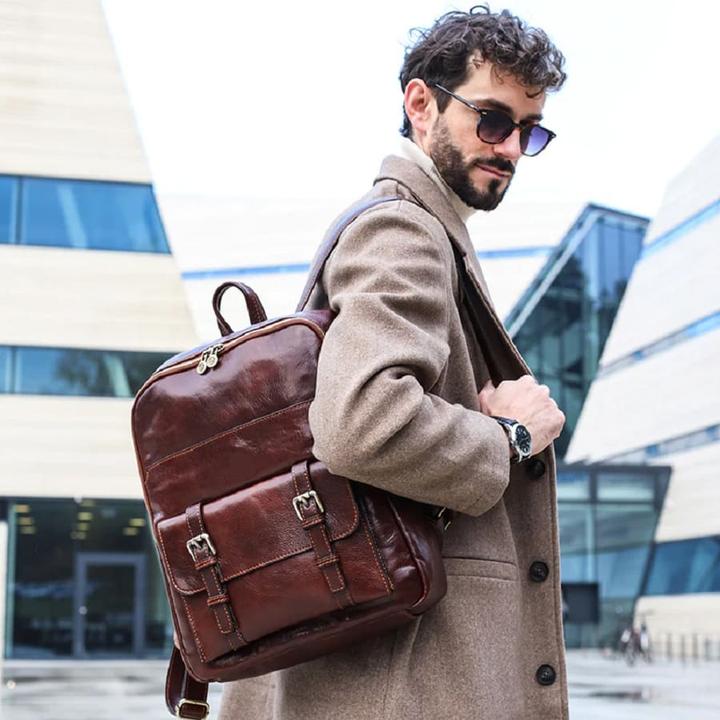 Image du produit Only-Bags.Store Grand sac à dos en cuir marron