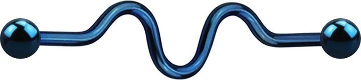 Image du produit Star Piercing Barbell bleu foncé zig zag avec deux boules (Acier chirurgical 316L)