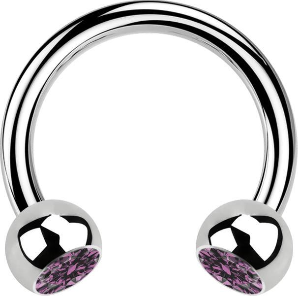 Image du produit Star Piercing Micro Circular Barbell argent avec deux boules de cristal violet clair (Acier chirurgical 316L, sans laiton)