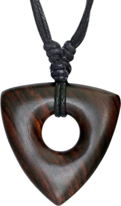 Immagine prodotto Star Piercing Collana nera con ciondolo tribale a triangolo in legno di Narra (Organico, senza ottone)
