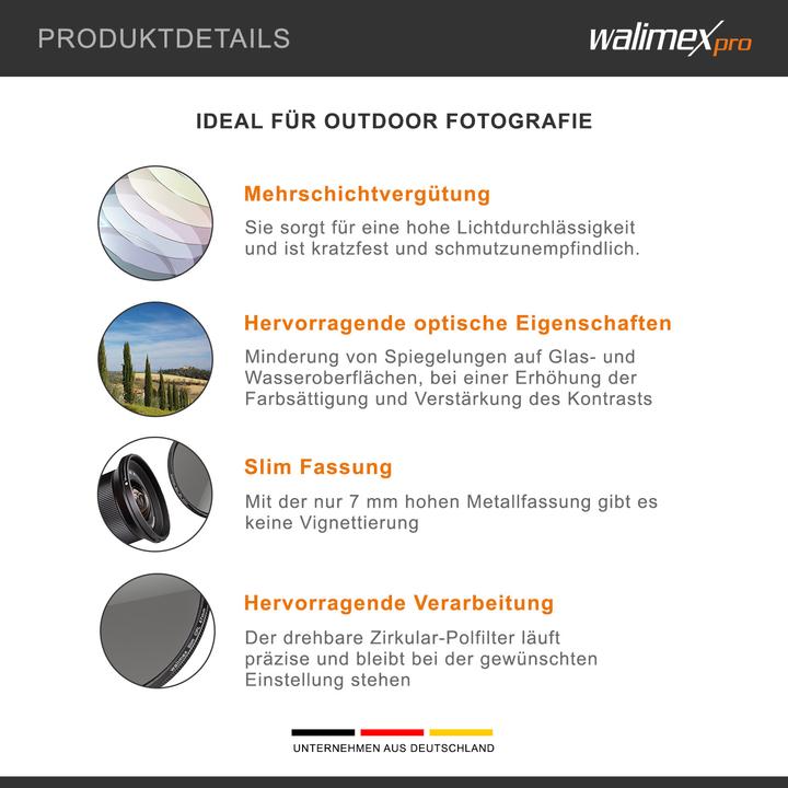 Nährwerte und Zutaten Walimex Slim Polfilter Zirkular 67 mm (67 mm, Polarisationsfilter, 67 mm)