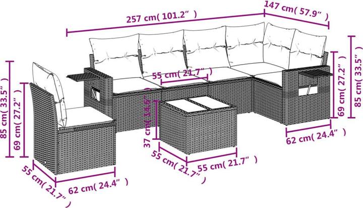 Produktbild VidaXL Gartenmöbel Sofa Garnitur Gartengarnitur Garten Sitzgruppe 7-tlg. Beige