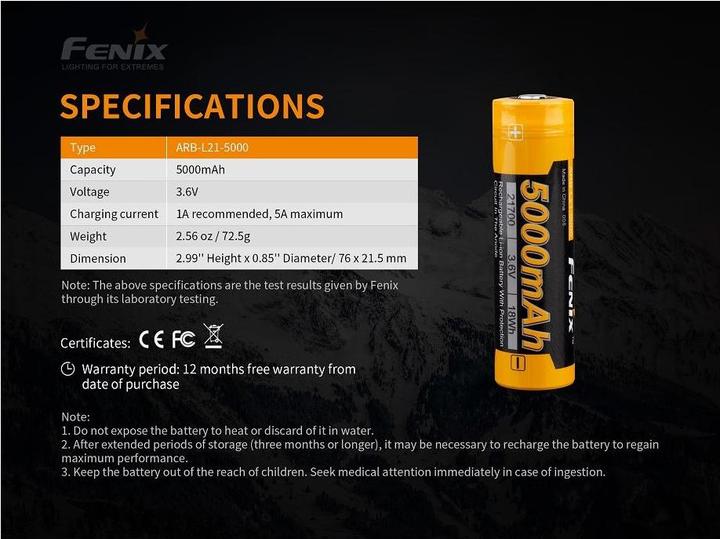 Produktbild Fenix Akku ARB-L21-5000U