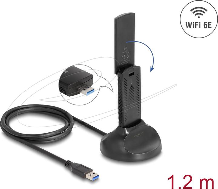 Immagine prodotto Delock Adattatore USB WLAN a doppia banda Wi-Fi 6E AX3000 (2 x 1201 + (USB)