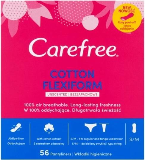 Actual product image Carefree Cotton Flexiform (56 x, Panty liners)