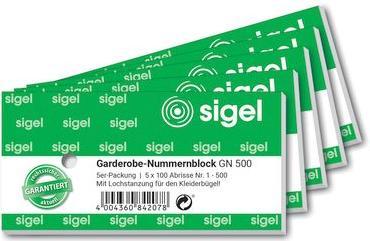 Immagine prodotto Sigel Appendiabiti numero blok, confezione da 5 (500 x)