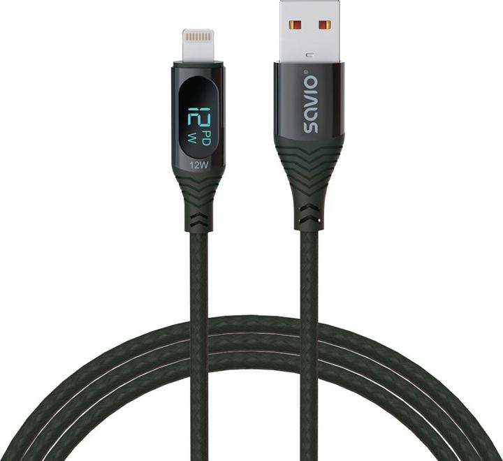 Immagine prodotto Savio Cavo USB - Lightning con display CL-173 1 m nero (1 m, USB 2.0)