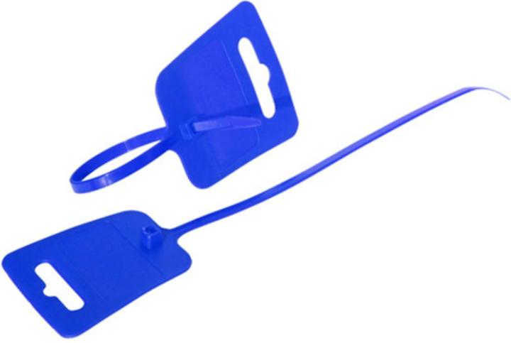 Shiverpeaks Attache-câbles BASIC-S avec champ d'étiquetage, bleu 4,8 x 250 mm, trou européen et champ (250 mm, 100 pcs)