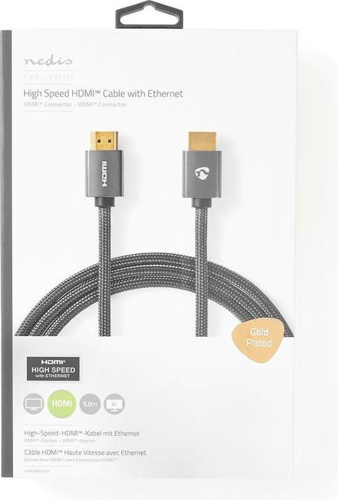 Actual product image Nedis High Speed??HDMI Cable with Ethernet| HDMI Plug|| 4Ka60Hz| - Cable - Digital/D (5 m, HDMI)
