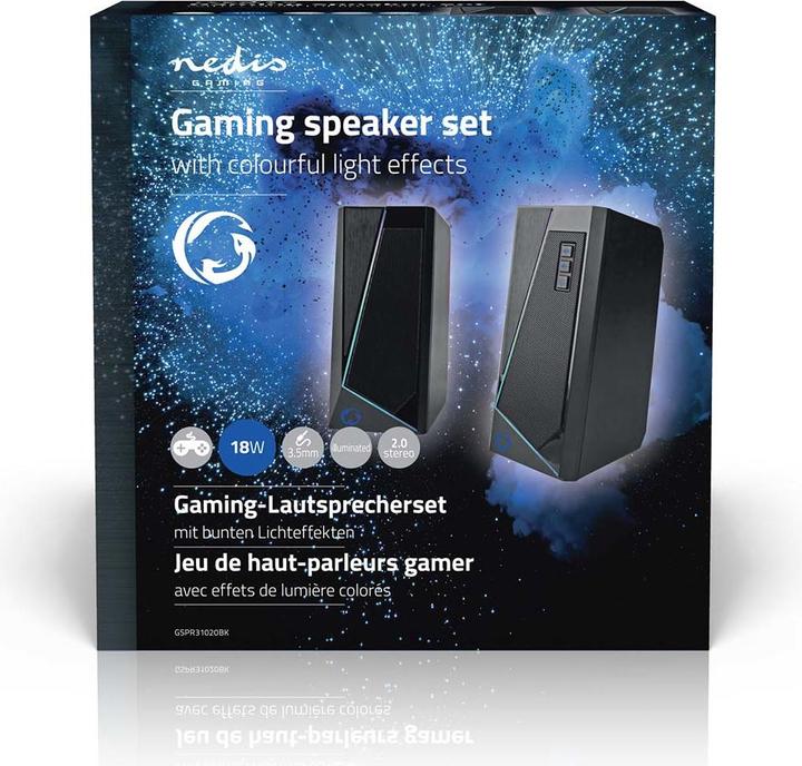 Produktbild Nedis Gaming-Lautsprecher | Lautsprecherkanäle: 2.0 | Stromversorgung über USB | 3.5 mm Stecker | 18