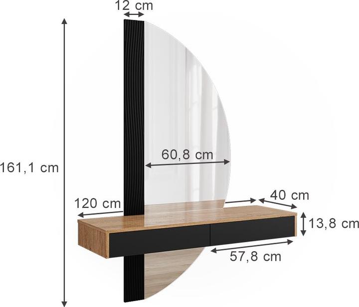 Actual product image Vicco Melisa with lighting (120 x 40 x 161 cm)
