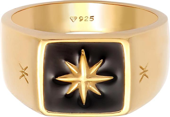 Produktbild Kuzzoi Ring Herren Siegelring Emaille Stern Basic 925 Silber (58, 925 Silber)
