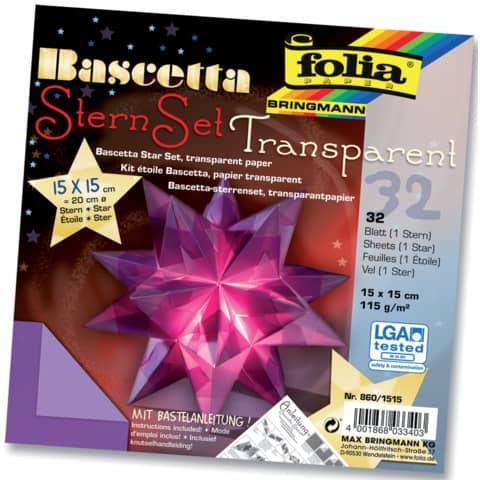 Actual product image Folia Bascetta star folding leaflet, violet-transparent (115 g/m², 32 x)