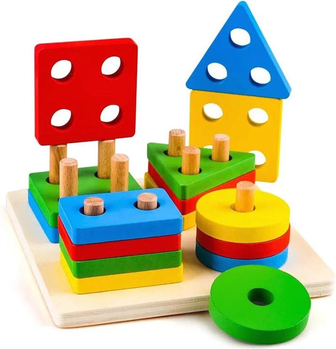 Actual product image Activity Board Wooden sorting and stacking toy educational learning preschool colour recognition shape sorter