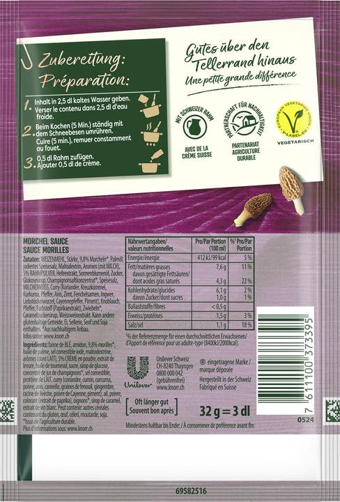 Nährwerte und Zutaten Knorr Suprême Morchel Sauce (32 g)