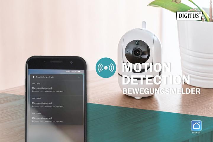 Produktbild Digitus Smarte Full HD PT-Innenkamera mit Auto-Tracking, WLAN + Sprachsteuerung (1920 x 1080 Pixels)