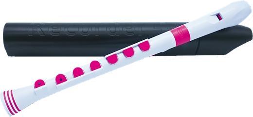 Actual product image Nuvo N320RD Record+ Soprano Recorder in C, White-Pink (Fipple pipe, Baroque)