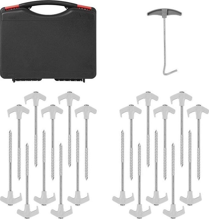 Image du produit ProPlus Piquet de tente 20 cm Metal Heavy Duty avec crochet en plastique - Set de 20 pièces dans un coffret
