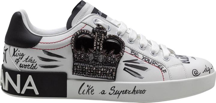 Dolce & Gabbana portofino leather sneakers with embroidery and patches (41)