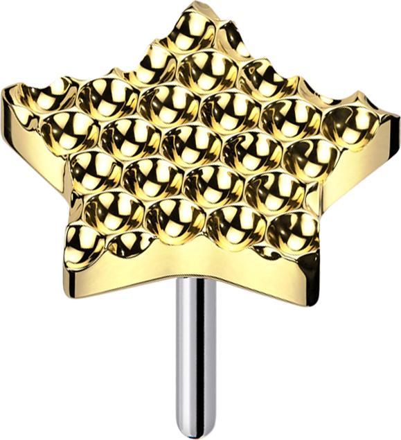 Star Piercing Threadless gepunkteter Diamantschliff Stern vergoldet (Titan G23, ohne Messing)