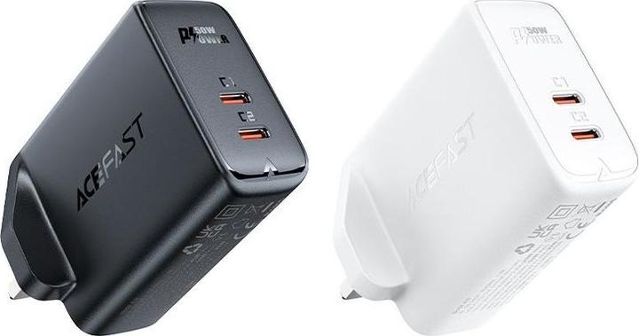 Actual product image Acefast GaN charger (UK plug) 2x USB Type C 50W, Power Delivery, PPS, Q3 3.0, AFC, FCP (A32 UK) (50 W)