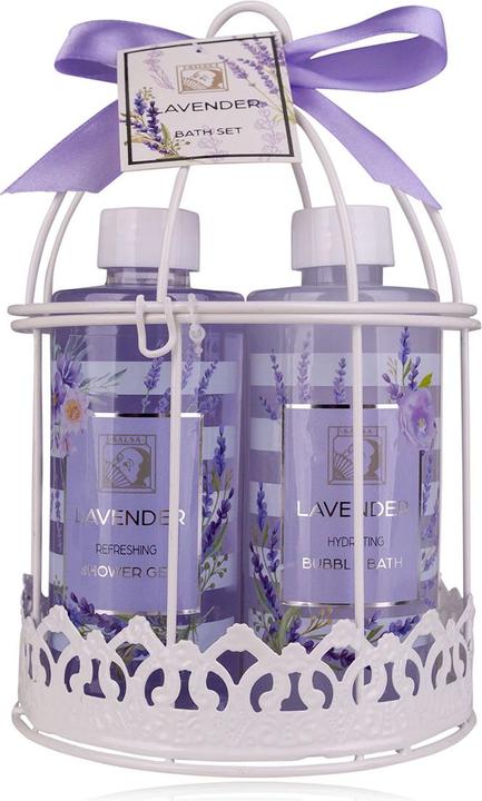 Produktbild Accentra Badeset LAVENDEL in Vogelkäfig, inkl. 210ml Duschgel, 210ml Bodylotion, 210ml Schaumbad, 210ml Körpe (Körperpflegeset, Haarpflege set)