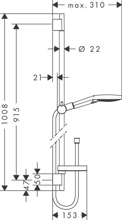 Produktbild hansgrohe Raindance Select S Duschset 120 3 Strahlarten mit Duschstange 90 cm und Seifenschale (3 Strahlarten, 15 l/min)