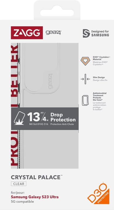 Actual product image gear4 Crystal Palace mobile phone case (6.8") Cover Transparent (Samsung Galaxy S23 Ultra)