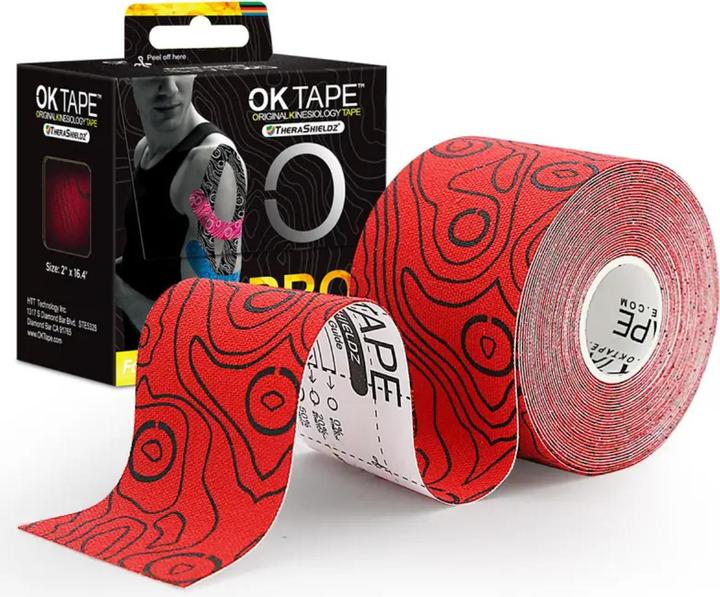 Actual product image OK Tape PRO Kinesiology Tape, 5cm X 5m Red (5 m)