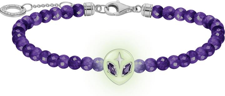Produktbild Thomas Sabo Armband Beads mit Alienkopf und violetter Kaltemaille Silber (19 cm, 925er Silber, Emaille)