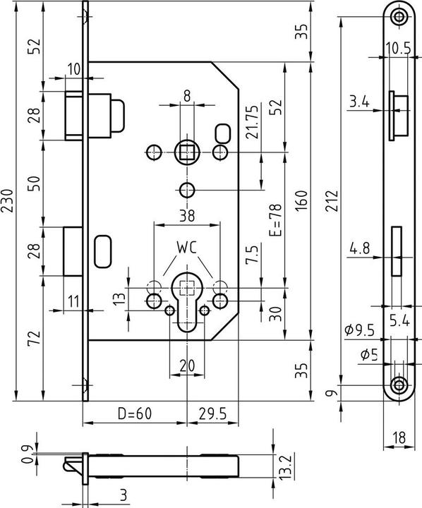 Actual product image Glutz Swiss 1001 (Mortise lock)
