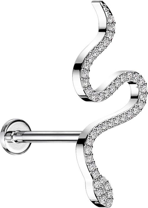 Produktbild Star Piercing Micro Labret Innengewinde silber Schlange gross Kristalle silber (Chirurgenstahl 316L, Messing)
