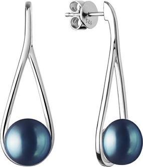 Produktbild Silvego Luxury silver earrings with real black pearl GRP20222EB