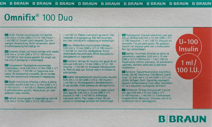 Produktbild B.Braun Insulin 1 ml duo mit Kanüle G26 (Insulinspritze)