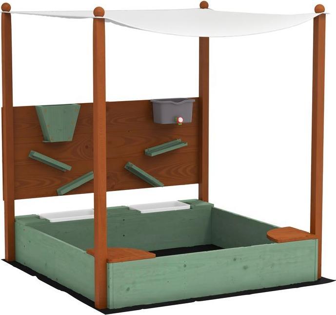 Actual product image Swisshandel24 Sandkasten mit Dach, 116 x 112,5 cm Sandkiste aus Holz für 3-6 Jahre Kinder Grün