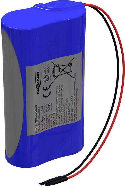 Ansmann 1S2P Akkupack 2x 18650 Kabel Li-Ion 3.6V 6700mAh Akkupack 2x Li-Ion 3. (1 pcs., 18650, 6700 mAh)