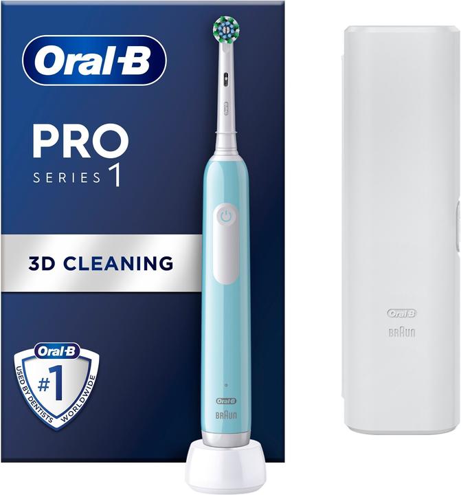 1 custodia da viaggio, 1 testina di ricambio, Manico dello spazzolino elettrico Oral-B Pro Series 1 blu