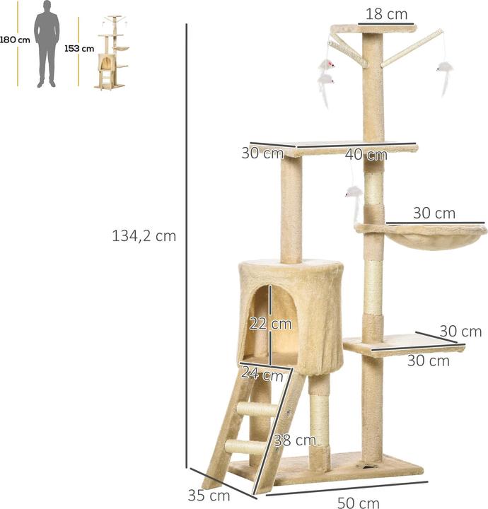 Immagine prodotto Jamb Albero per gatti (134.20 cm, Beige e bianco)