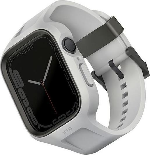 Actual product image Uniq pasek Monos 2in1 Apple Watch Strap + Case Series 4/5/6/7/8/SE/SE2 44/45mm. szary/chalk grey (Plastic, TPU, PC)