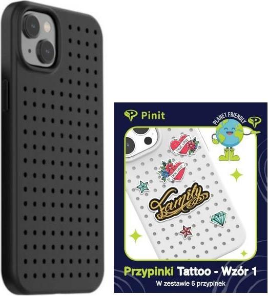 Actual product image Pinifit Zestaw Etui Pinit Dynamic + Tattoo Pin iPhone 14 6.1" czarny/black wzór 1 (Apple iPhone 14, Apple iPhone 13)