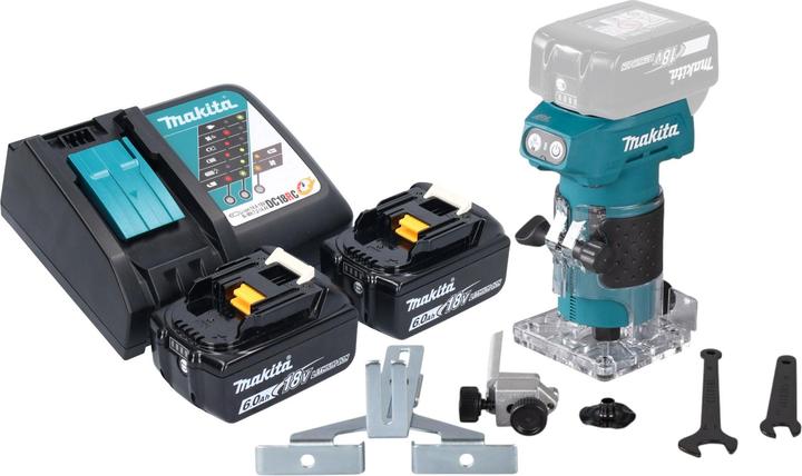 Produktbild Makita DRT 52 RG Akku Kantenfräse 18 V 6 mm Brushless + 2x Akku 6,0 Ah + Ladegerät