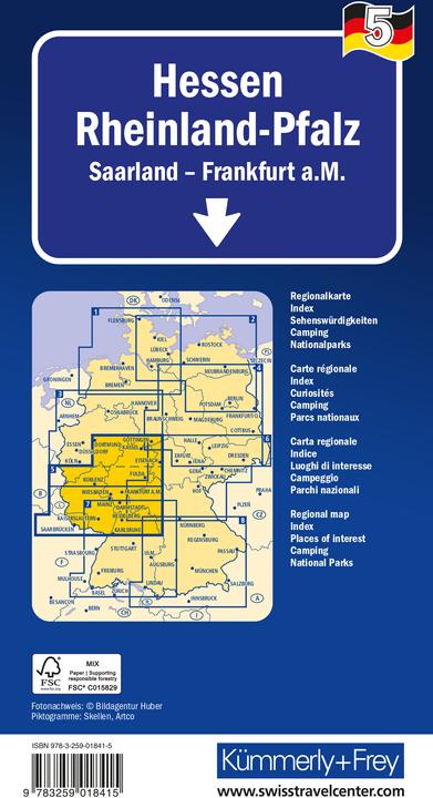 Produktbild Kmmerly+Frey Regional-Strassenkarte 5 Hessen, Rheinland-Pfalz 1:275.000