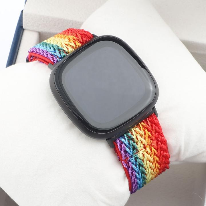 Produktbild Cover-Discount Fitbit Versa 4 / Sense 2 - Nylon Ersatzarmband Regenbogen (Nylon)