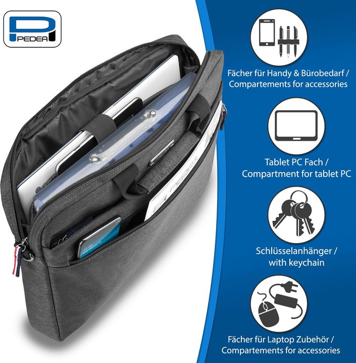 Actual product image Pedea URBAN slim 43.9cm (17.3") laptop bag, grey (17.30")