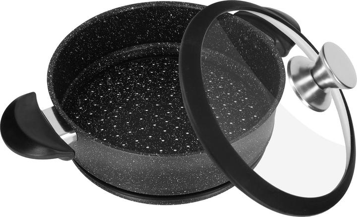 Produktbild Cheffinger Couscous-Topf mit Dampfgarer Innen Antihaftbeschichtung und Marmor-Effekt-Beschichtung 6L (20 cm, Dampfkochtopf, Aluminium)